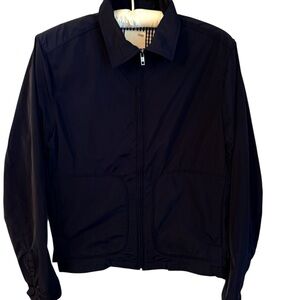 Gap Navy Zip Front Lightweight Jacket Plaid Lined Medium